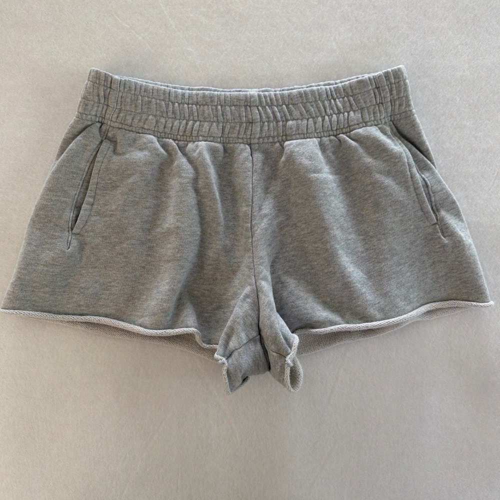 OFFLINE by Aerie Women Grey Heathered French Terry Lounge Shorts‎ Raw Hem Small
